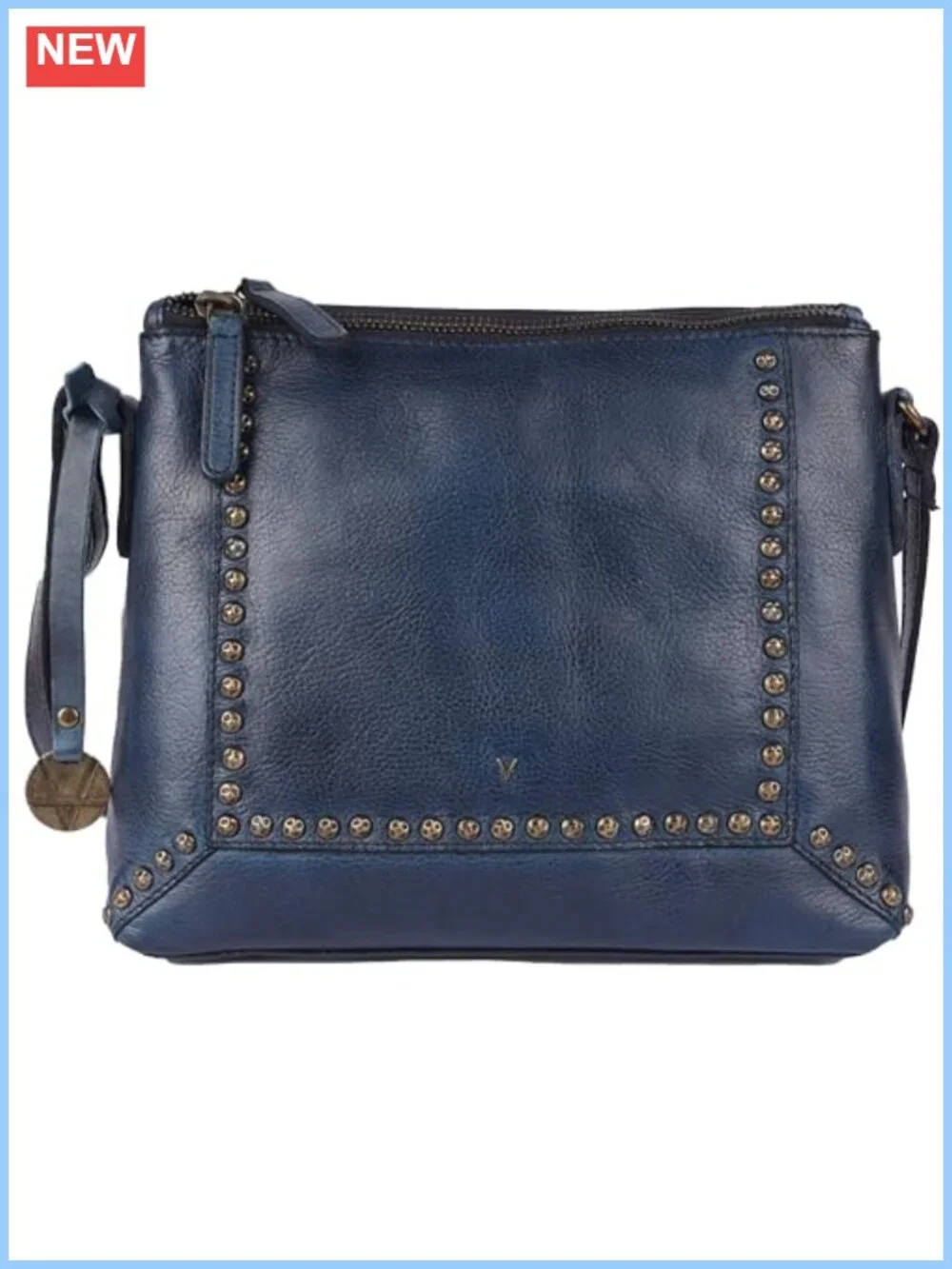 Genuine Italian Leather Boho Studded Crossbody Sling Bag